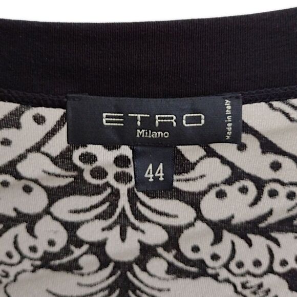 ETRO Burnout Cotton Blend V-Neck Mini Dress, 3/4 Sleeves, Size IT 44, US (8-10) - Picture 6 of 7